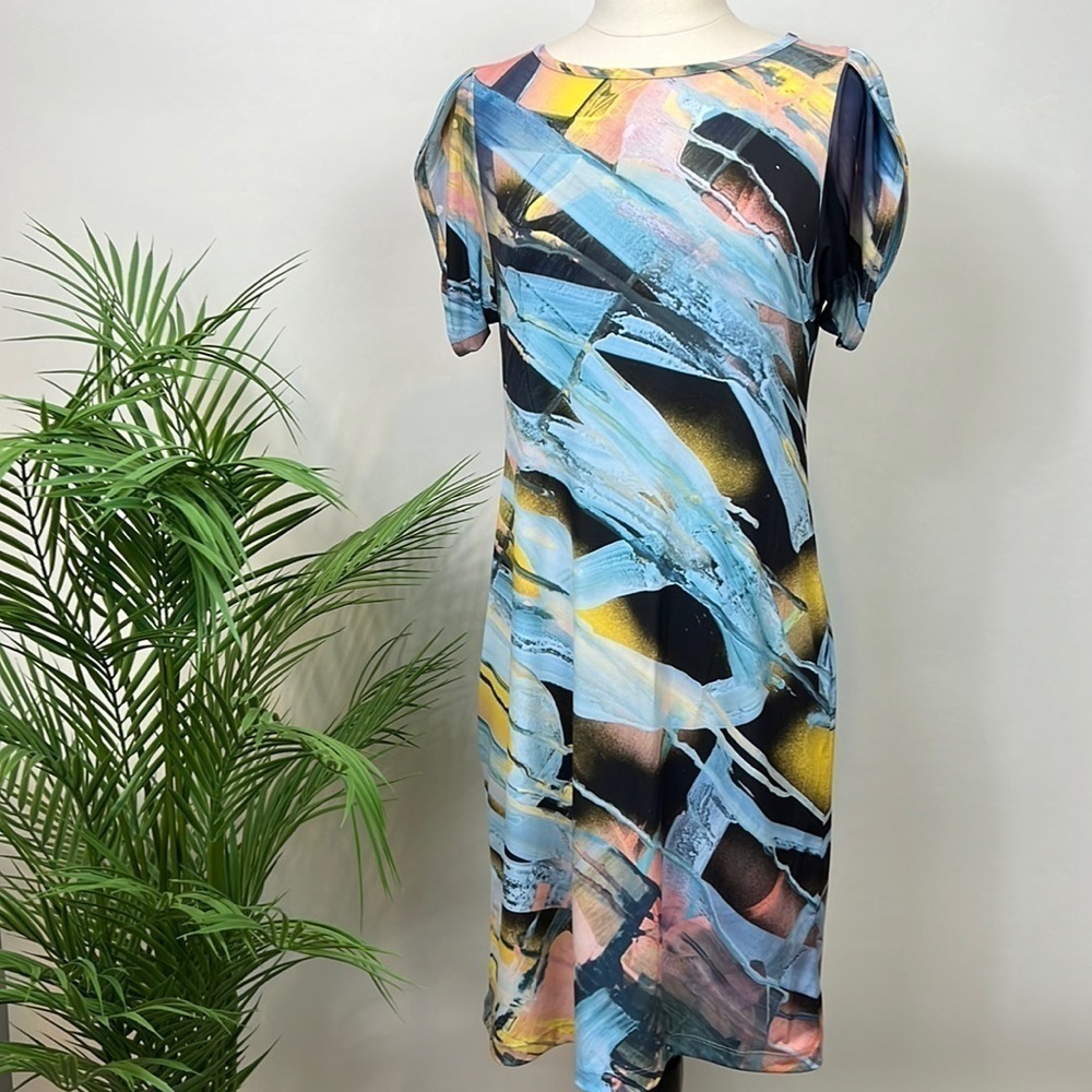 NWT Le Galeriste Dress Body Con Graphic Art Design Modern Colorful Modern Small